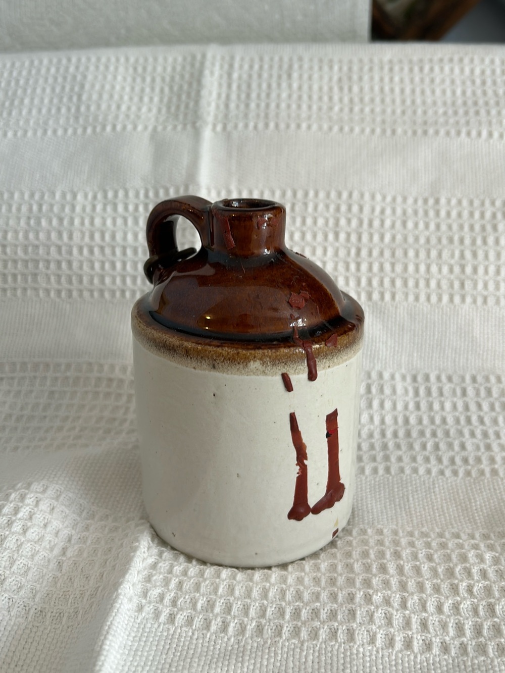 Brown and Cream Stoneware Mini Jug - Home Art Accent